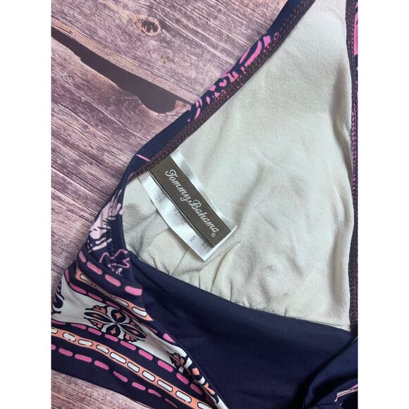 Tommy Bahama Blue Pink Palm Tie Back Bikini Top XS - Picture 4 of 6